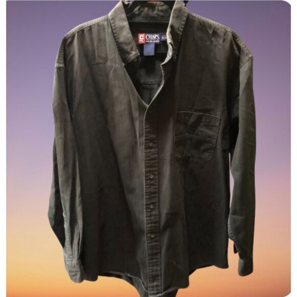 Vintage Men’s Faded Black Chaps Ralph Lauren Button Down Longsleeve Shirt XL - Picture 1 of 7